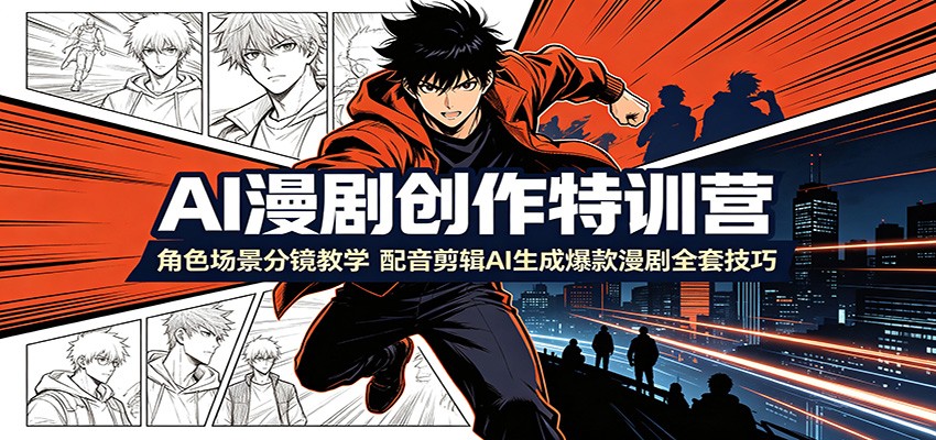 AI漫剧创作特训营：角色场景分镜教学，配音剪辑AI生成爆款漫剧全套技巧-钱途社