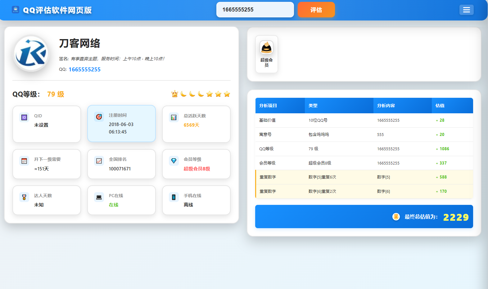 QQ在线评估工具系统源码含接口-钱途社