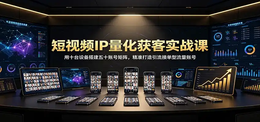 短视频IP量化获客实战课：用十台设备搭建五十账号矩阵，精准打造引流接单型流量账号-钱途社