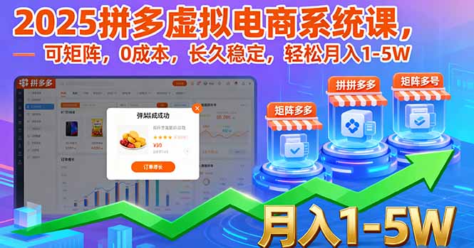 2025拼多多虚拟电商系统课，可矩阵，0成本，长久稳定，轻松月入1-5W-钱途社