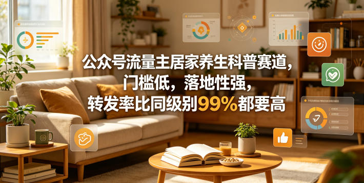 公众号流量主居家养生科普赛道，门槛低，落地性强，转发率比同级别99％都要高-钱途社