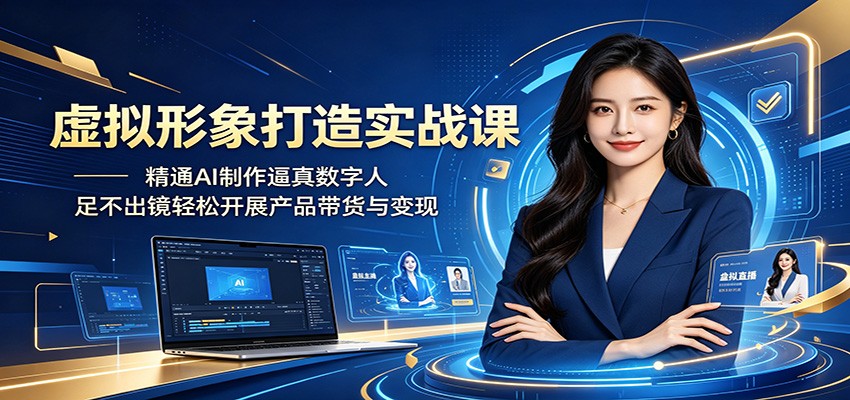 虚拟形象打造实战课:精通AI制作逼真数字人,足不出镜轻松开展产品带货与变现-钱途社