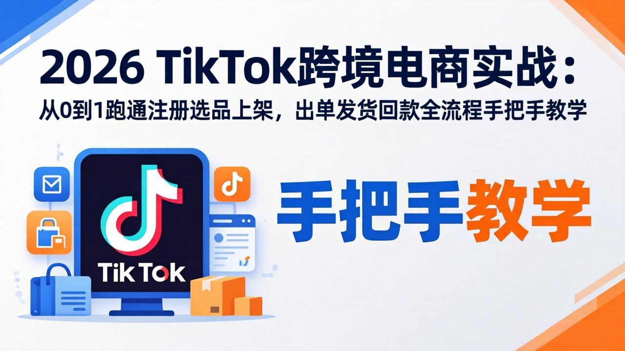 2026TikTok跨境电商实战:从0到1跑通注册选品上架,出单发货回款全流程手把手教学-钱途社