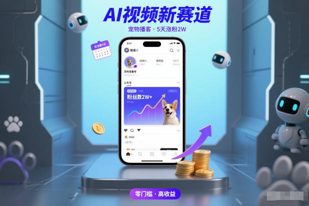 AI视频新赛道，宠物播客仅注册5天涨粉2W，收益非常可观-钱途社