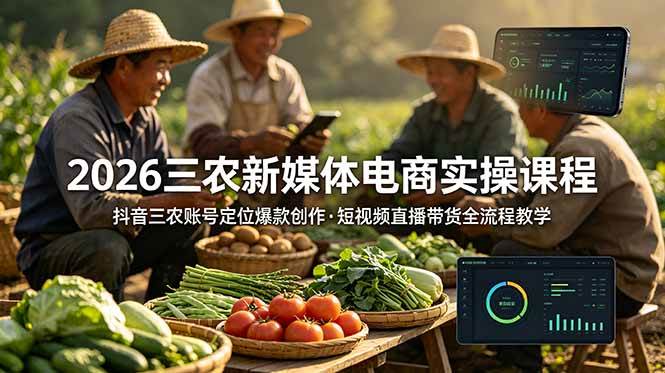（18991期）2026三农新媒体电商实操课程：抖音三农账号定位爆款创作，短视频直播带货全流程教学-钱途社