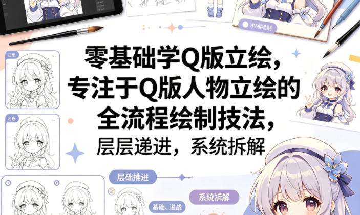 零基础学Q版立绘，专注于Q版人物立绘的全流程绘制技法，层层递进，系统拆解-钱途社