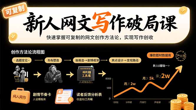 新人网文写作破局课：快速掌握可复制的网文创作方法论，实现写作创收-钱途社