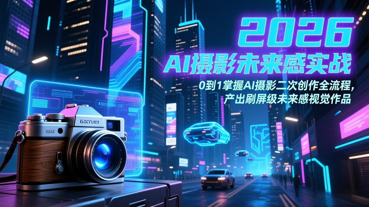 2026 AI摄影未来感实战：0到1掌握AI摄影二次创作全流程，产出刷屏级未来感视觉作品-钱途社