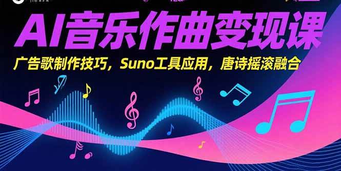 （15370期）AI音乐作曲变现课，广告歌制作技巧，Suno工具应用，唐诗摇滚融合-钱途社