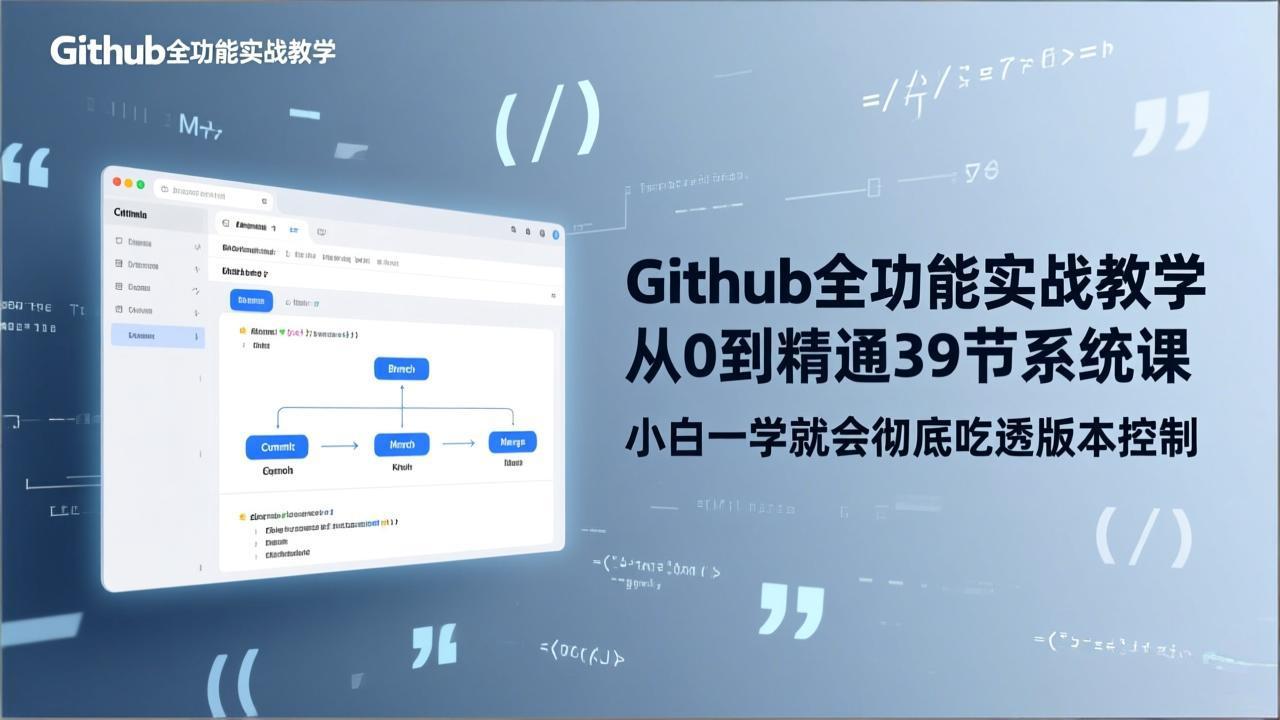 GitHub-全功能实战教学，从0到精通39节系统课，小白一学就会彻底吃透版本控制-钱途社