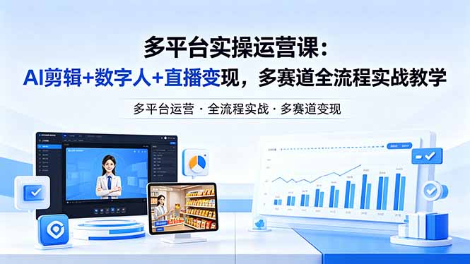 某团队多平台实操运营课-更新26年4月20：AI剪辑+数字人+直播变现，多赛道全流程实战教学-钱途社