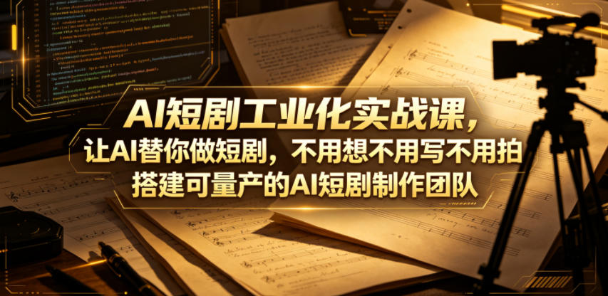 AI短剧工业化实战课,让AI替你做短剧,不用想不用写不用拍,搭建可量产的AI短剧制作团队-钱途社