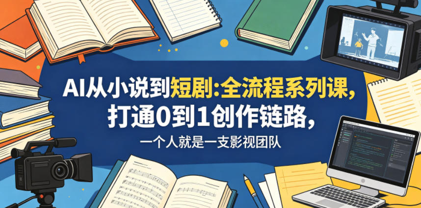AI从小说到短剧全流程系列课,打通0到1创作链路,一个人就是一支影视团队-钱途社