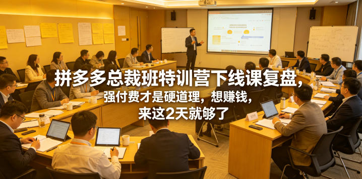 拼多多总裁班特训营下线课复盘，强付费才是硬道理，想賺钱，来这2天就够了-钱途社