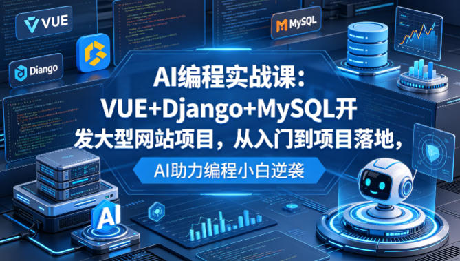 AI编程实战课：VUE+Django+MySQL开发大型网站项目，从入门到项目落地，AI助力编程小白逆袭-钱途社