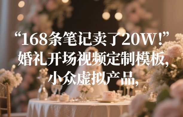 168条笔记卖了20W！婚礼开场视频定制模板，小众虚拟产品-钱途社
