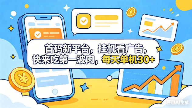 首码新平台，挂G自动看广告，快来吃第一波肉，每天单机30+，可矩阵放大【揭秘】-钱途社