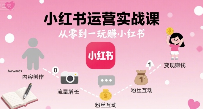 小红书运营实战课,从零到一玩賺小红书-钱途社