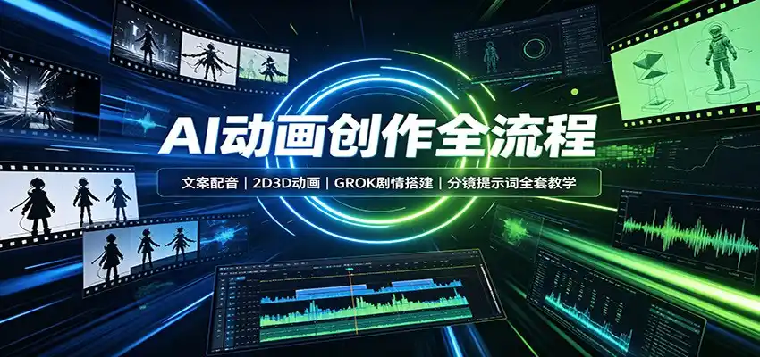 AI动画创作全流程：文案配音，2D3D动画，GROK剧情搭建，分镜提示词全套教学-钱途社