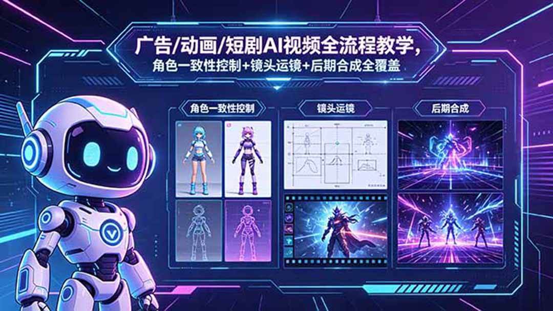 （18455期）广告/动画/短剧AI视频全流程教学，角色一致性控制+镜头运镜+后期合成全覆盖-钱途社