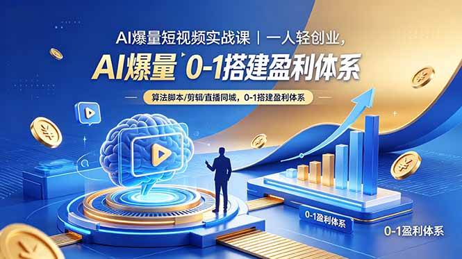 （18652期）AI爆量短视频实战课｜一人轻创业，算法脚本剪辑直播同城，0-1搭建盈利体系-钱途社
