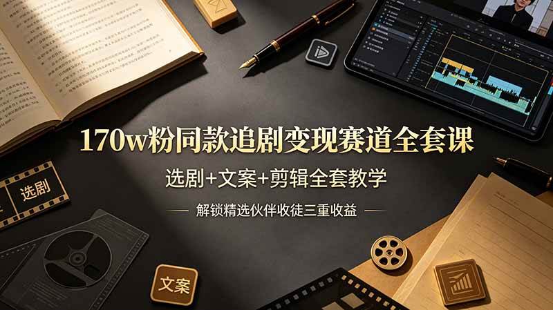 （19168期）170w粉博主同款追剧变现赛道全套课-更新，选剧+文案+剪辑全套教学，解锁精选伙伴收徒三重收益-钱途社