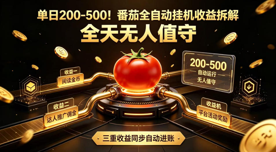 单日200-500！番茄全自动挂G收益拆解，全天无人值守，矩阵操作收益翻倍【揭秘】-钱途社