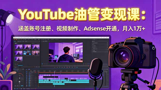2025YouTube油管变现课：涵盖账号注册、视频制作、Adsense开通，月入1万+-钱途社