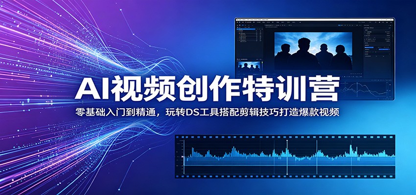 AI视频创作特训营：零基础入门到精通，玩转DS工具搭配剪辑技巧打造爆款视频-钱途社