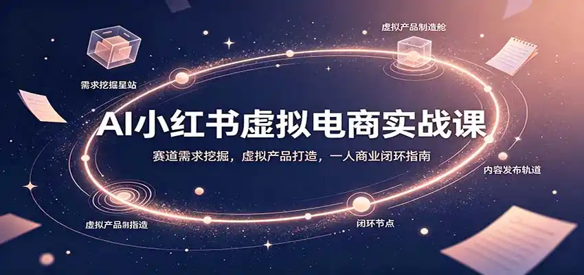 AI小红书虚拟电商实战课：赛道需求挖掘，虚拟产品打造，一人商业闭环指南-钱途社