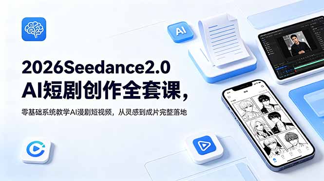 2026Seedance2.0AI短剧创作全套课，零基础系统教学AI漫剧短视频，从灵感到成片完整落地-钱途社