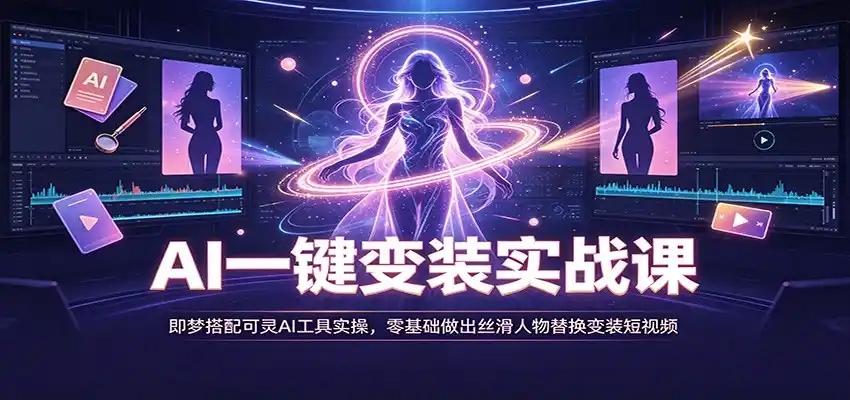 AI一键变装实战课：即梦搭配可灵AI工具实操，零基础做出丝滑人物替换变装短视频-钱途社