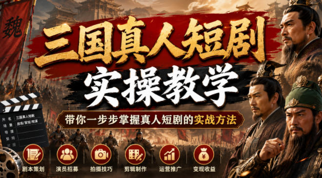 三国真人短剧实操教学，带你一步步掌握真人短剧的实战方法-钱途社