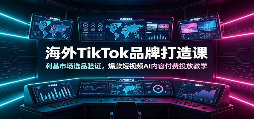 海外TikTok品牌打造课：利基市场选品验证，爆款短视频AI内容付费投放教学-钱途社