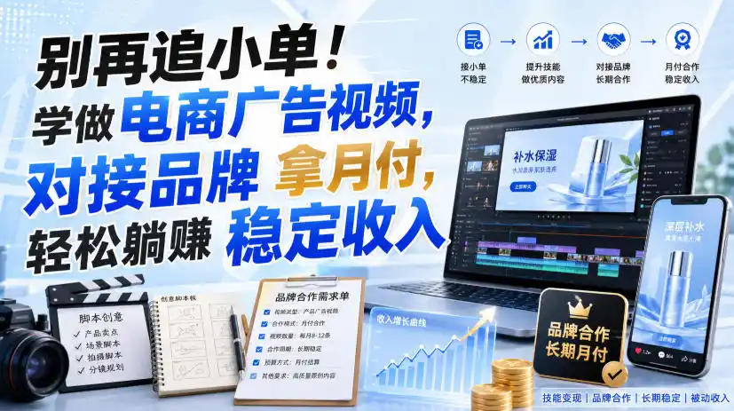 别再追小单！学做电商广告视频，对接品牌拿月付，轻松躺賺稳定收入【原创双语字幕】-钱途社