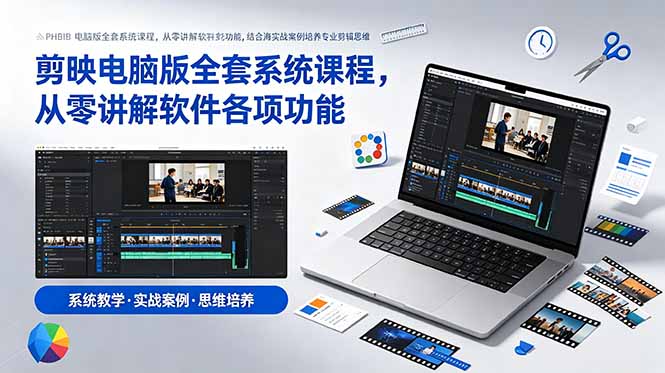 剪映电脑版全套系统课程，从零讲解软件各项功能，结合海量实战案例培养专业剪辑思维-钱途社