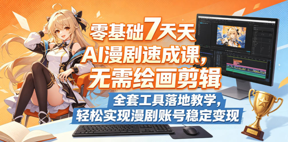 零基础7天AI漫剧速成课,无需绘画剪辑,全套工具落地教学,轻松实现漫剧账号稳定变现-钱途社