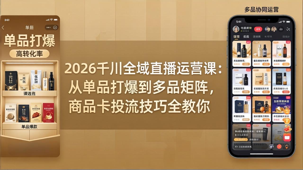 2026千川全域直播运营课：从单品打爆到多品矩阵，商品卡投流技巧全教你-钱途社