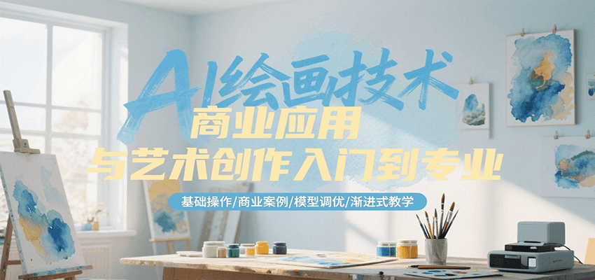 AI绘画技术商业应用与艺术创作入门到专业,基础操作/商业案例/模型调优/渐进式教学-钱途社
