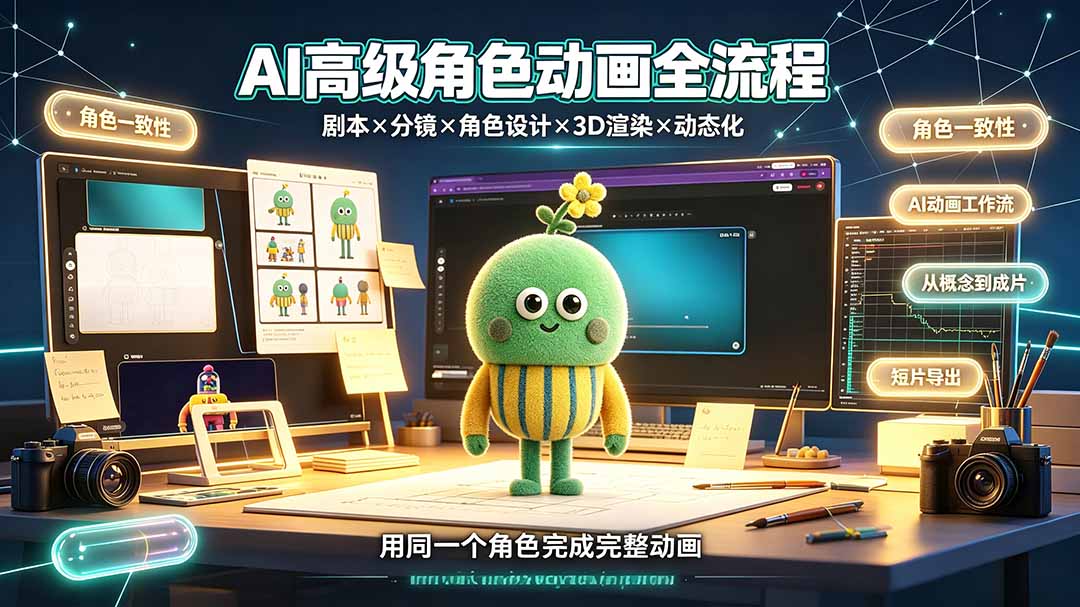 AI高级角色动画全流程：剧本×分镜×角色设计×3D渲染×动态化，从概念到成片一站式教学-钱途社