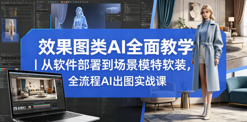 效果图类AI全面教学｜从软件部署到场景模特软装，全流程AI出图实战课-钱途社