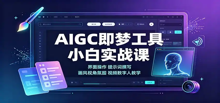 AIGC即梦工具小白实战课：界面操作，提示词撰写，画风视角氛围视频数字人教学-钱途社