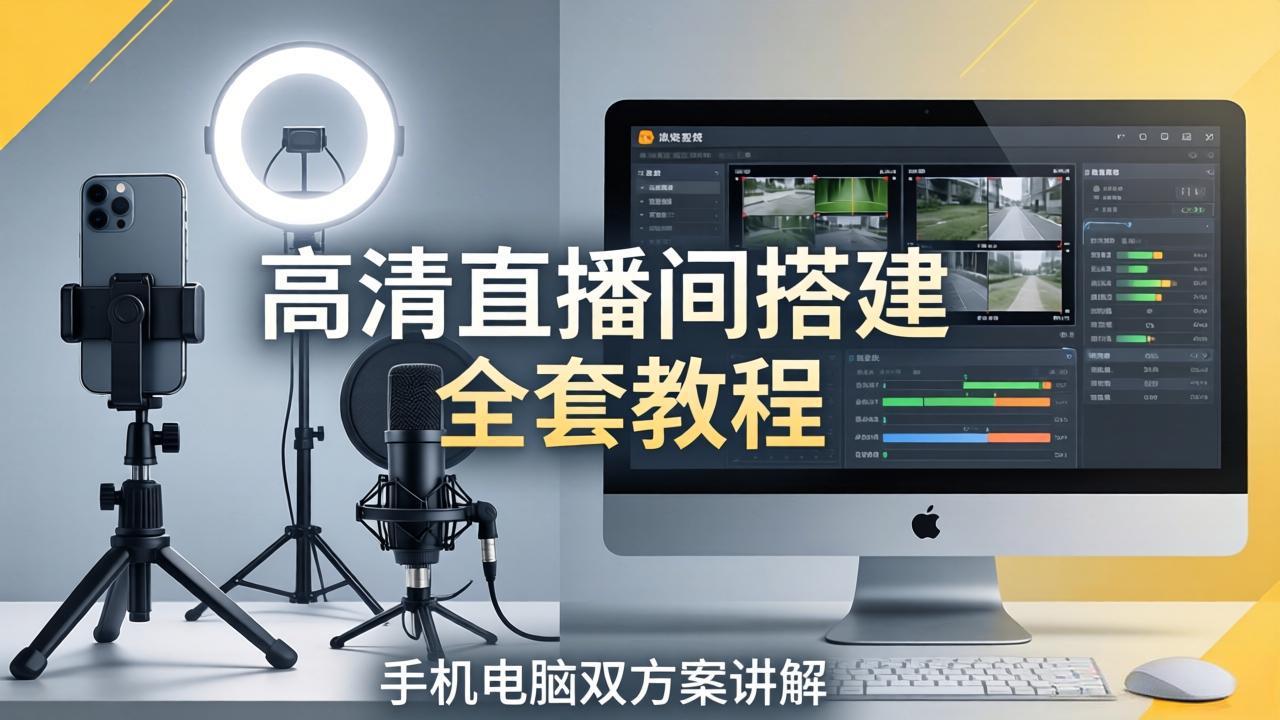 高清直播间搭建全套教程，手机电脑双方案讲解，设备选型调试多机位实操教学-钱途社