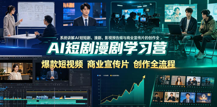 AI短剧漫剧学习营，系统讲解AI短剧、漫剧、影视预告片、爆款短视频与商业宣传片的创作全流程-钱途社