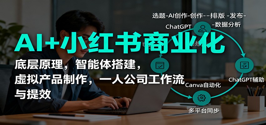 AI+小红书商业化，底层原理，智能体搭建，虚拟产品制作，一人公司工作流与提效-钱途社