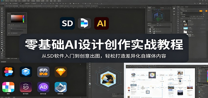 零基础AI设计创作实战教程：从SD软件入门到创意出图，轻松打造差异化自媒体内容-钱途社