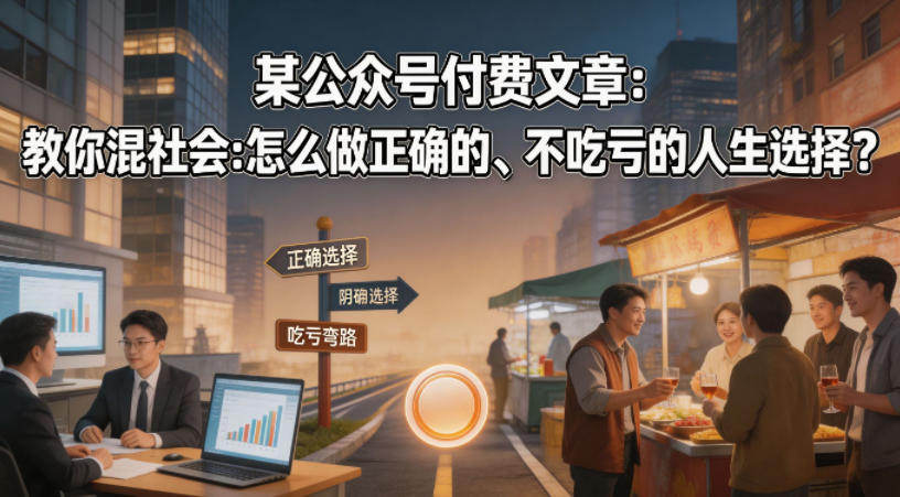 某公众号付费文章：教你混社会：怎么做正确的、不吃亏的人生选择？-钱途社