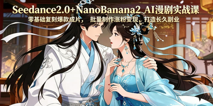 Seedance2.0+NanoBanana2 AI漫剧实战课,零基础复刻爆款成片涨粉变现,打造长久副业收益-钱途社