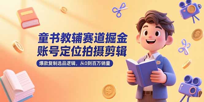 童书教辅赛道掘金，账号定位拍摄剪辑，爆款复制选品逻辑，从0到百万销量-钱途社