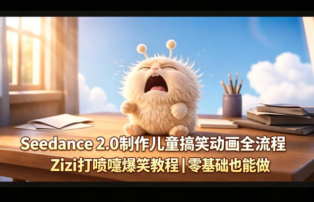 Seedance 2.0制作儿童搞笑动画全流程Zizi打喷嚏爆笑教程｜零基础也能做-钱途社